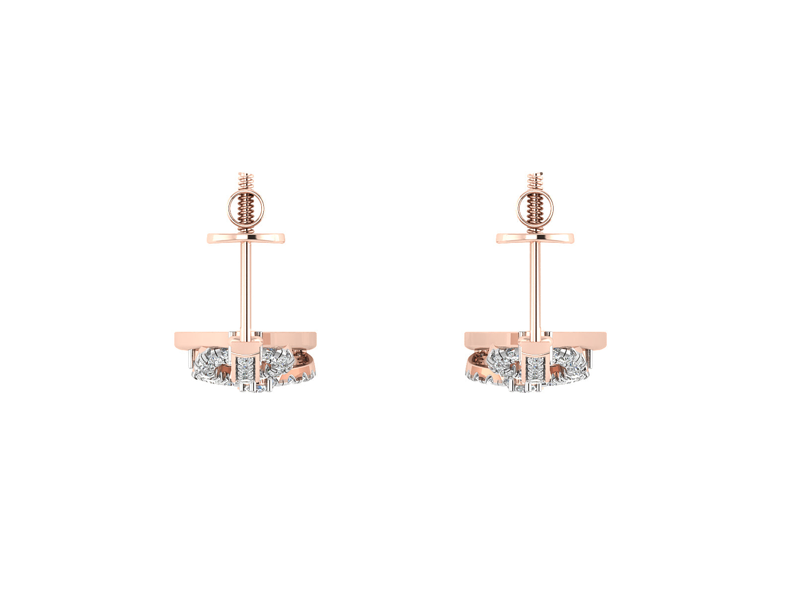 Nidal Jewels | Rose Gold Curvy Drops with Diamonds