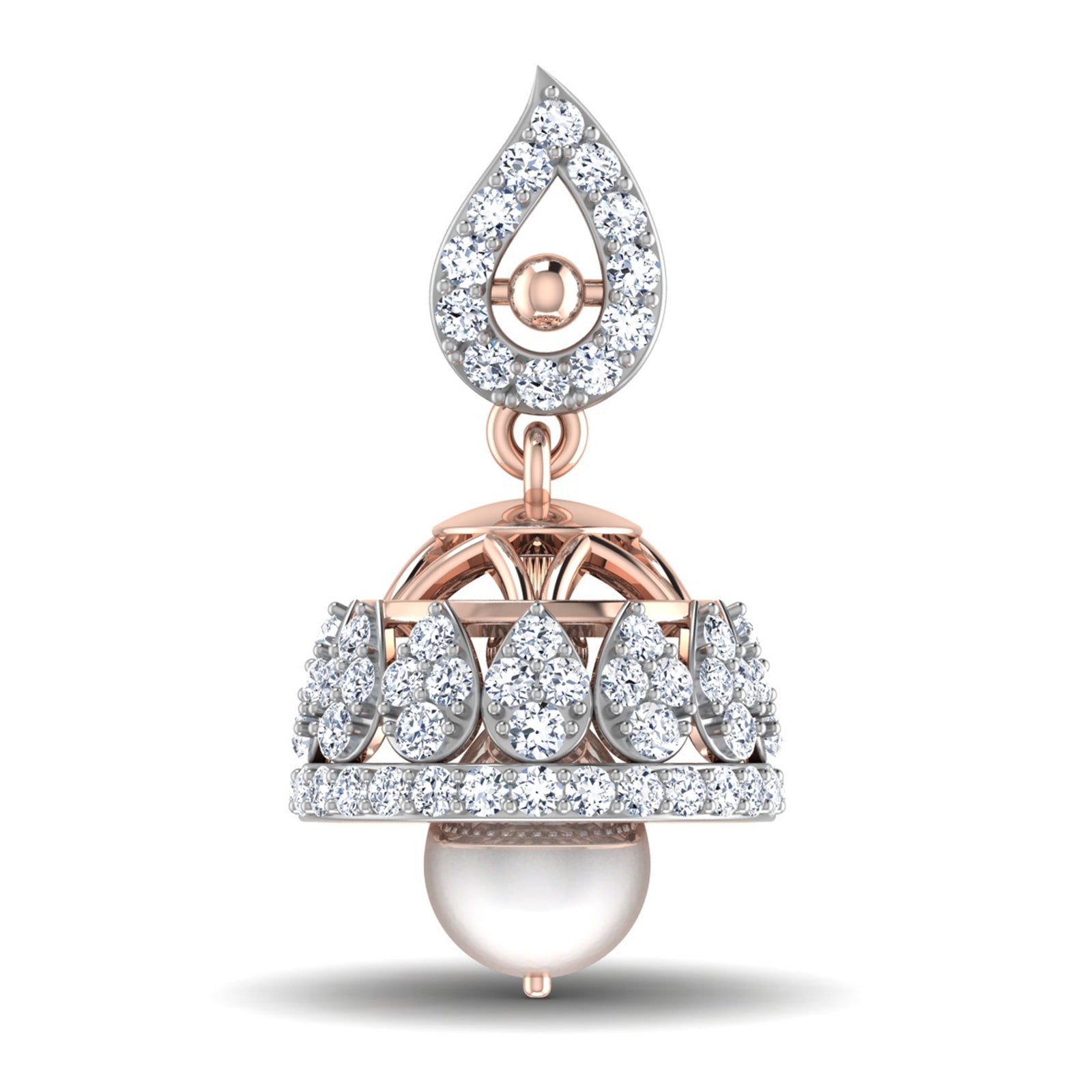 Nidal Jewels | Morning Dew Rosegold Pearl Jhumki - Nidal Jewels