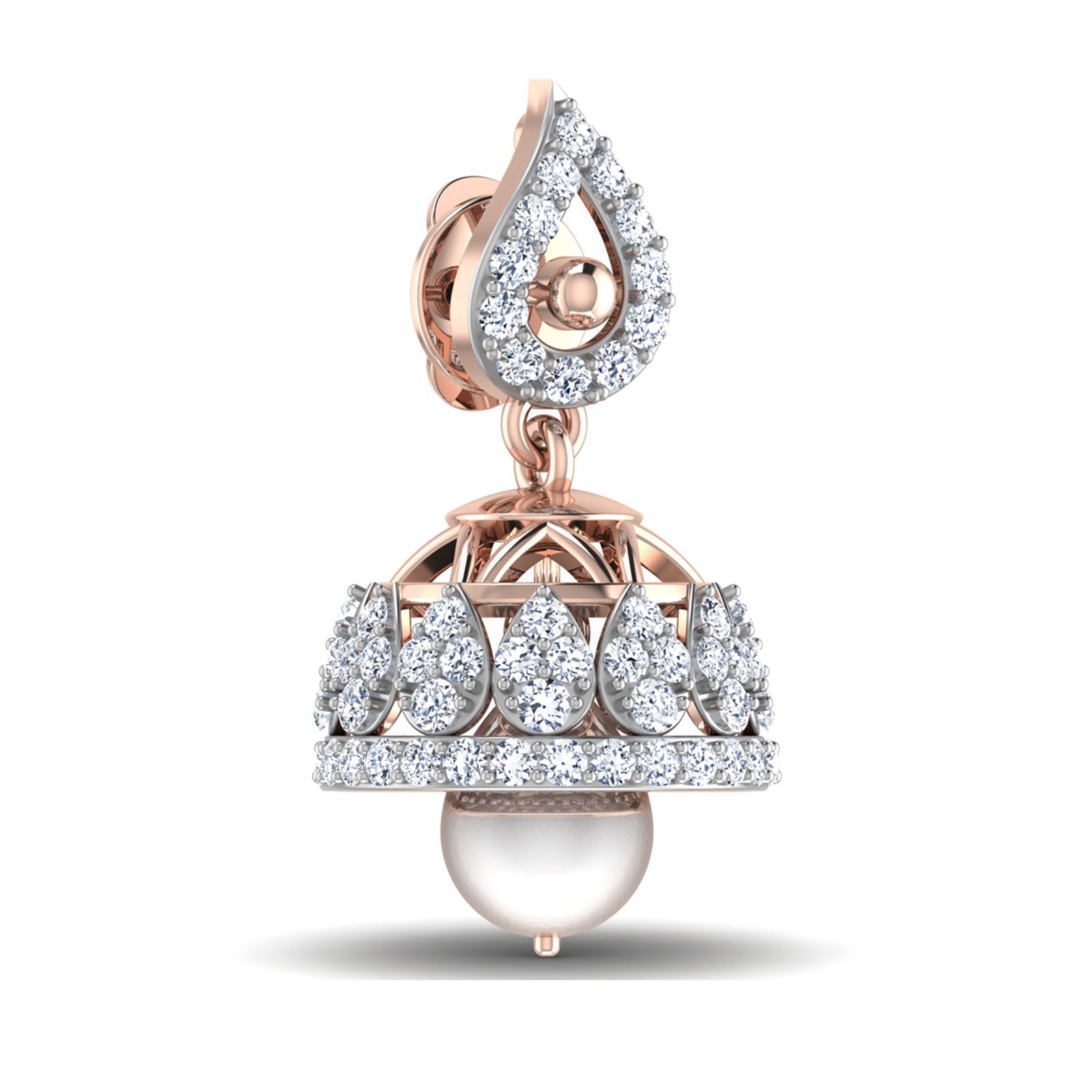 Nidal Jewels | Morning Dew Rosegold Pearl Jhumki - Nidal Jewels