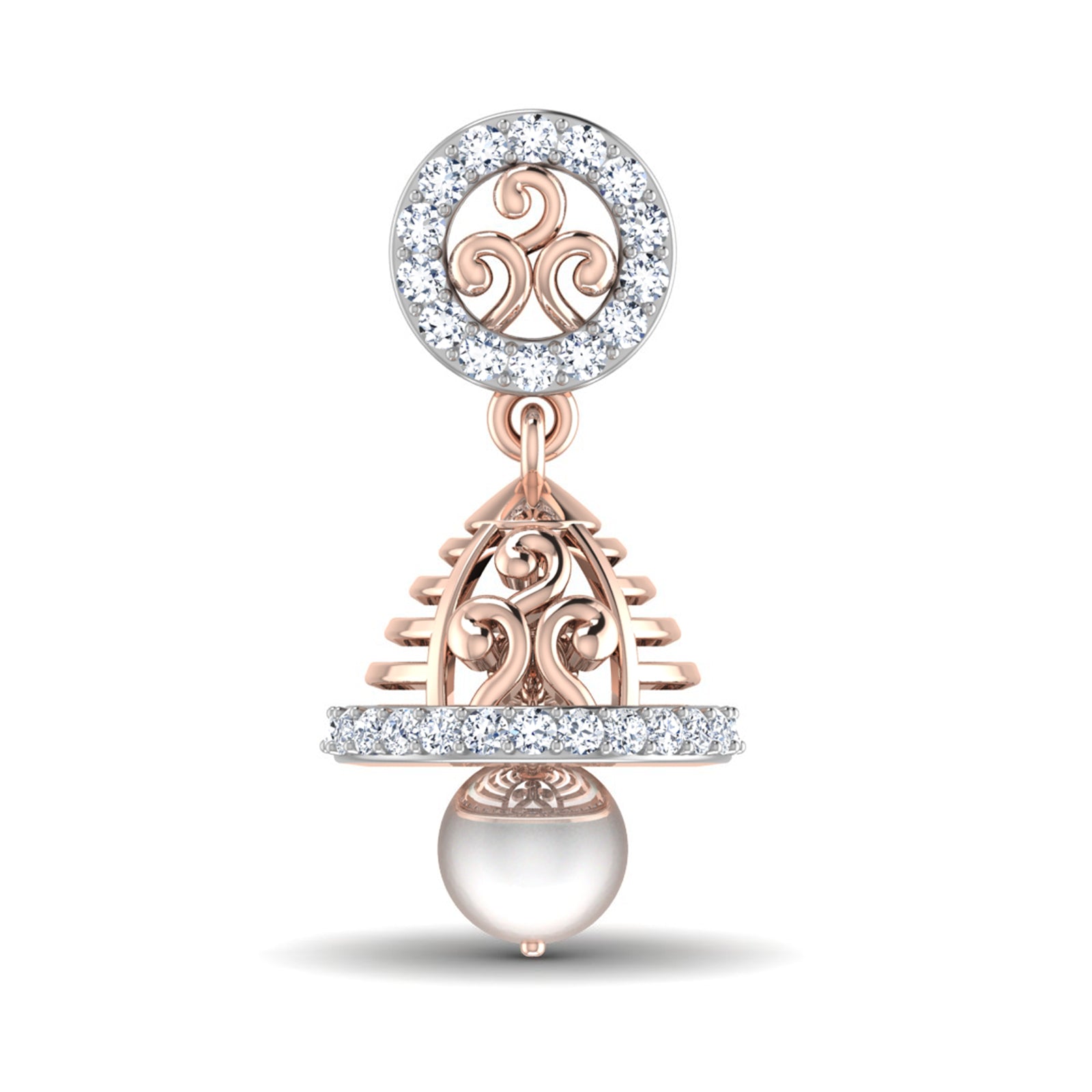 Nidal Jewels | Celestial Charm Rosegold Pearl Jhumki - Nidal Jewels