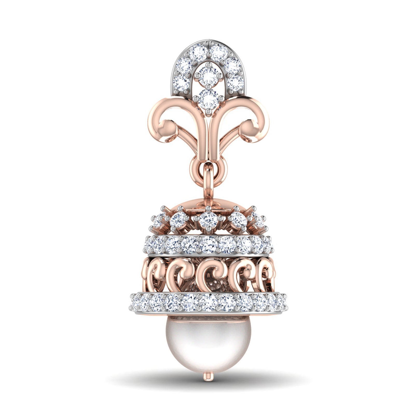 Nidal Jewels | Princess Grace Rosegold Pearl Jhumki - Nidal Jewels