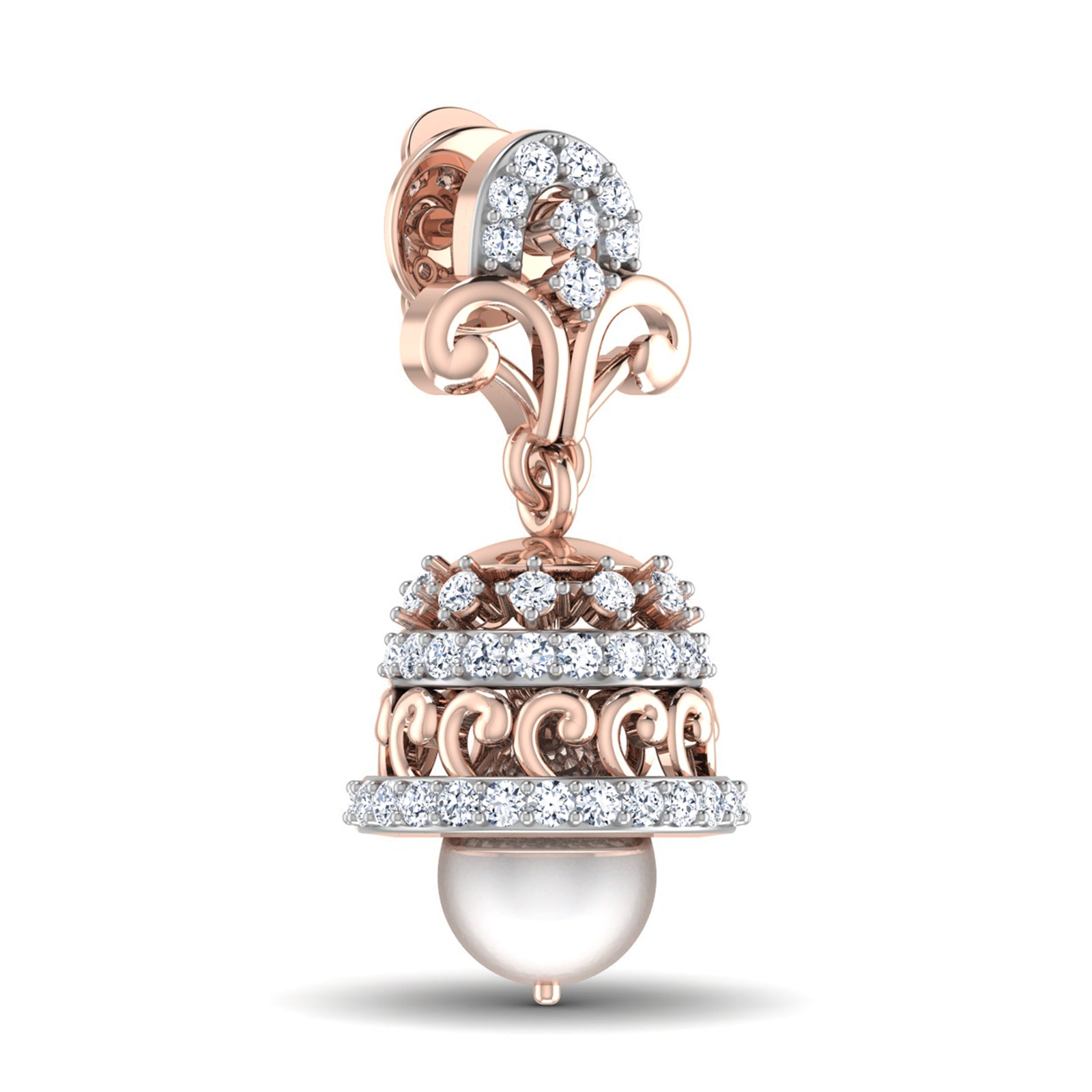 Nidal Jewels | Princess Grace Rosegold Pearl Jhumki - Nidal Jewels