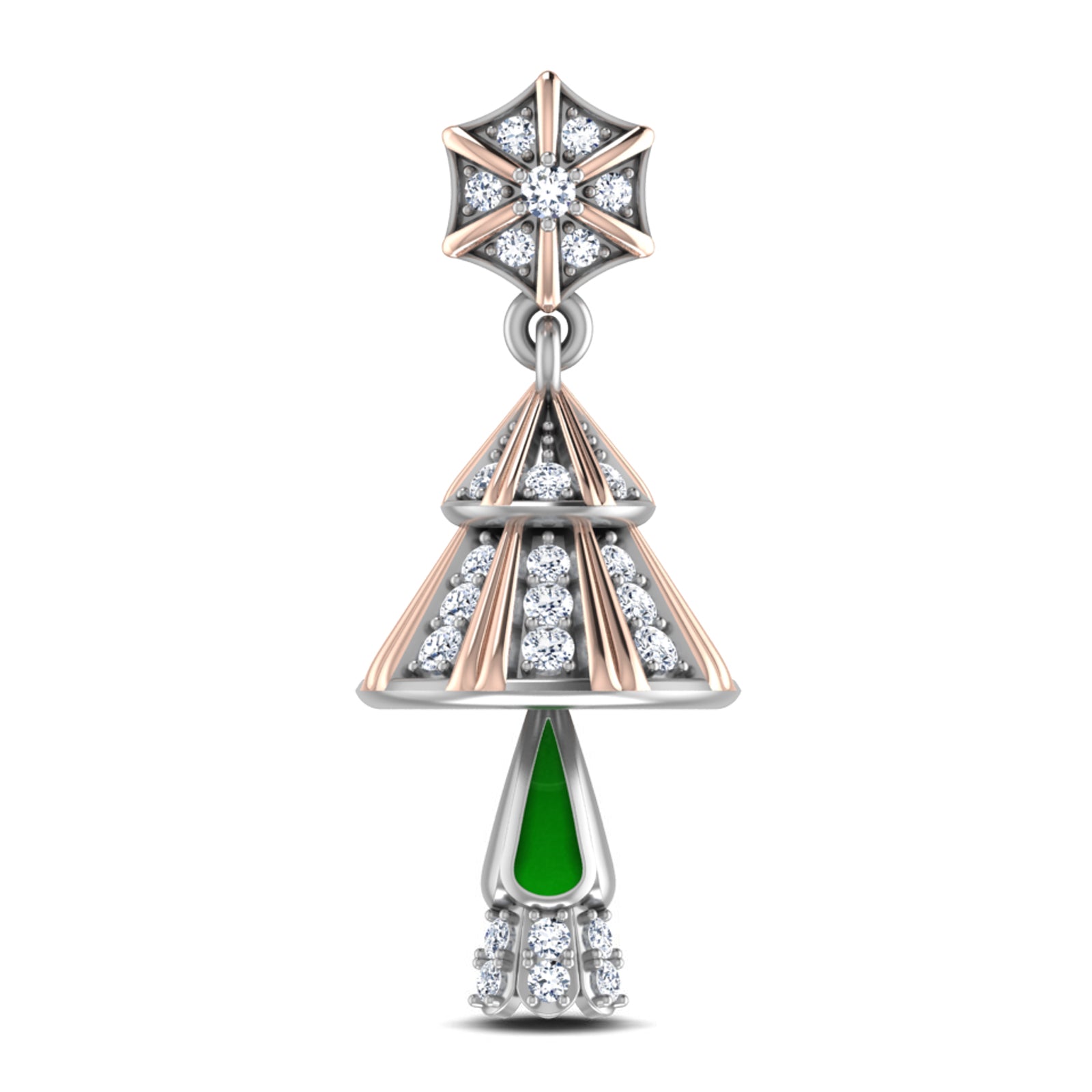 Nidal Jewels | Emerald Elegance White Gold Diamond Jhumki - Nidal Jewels