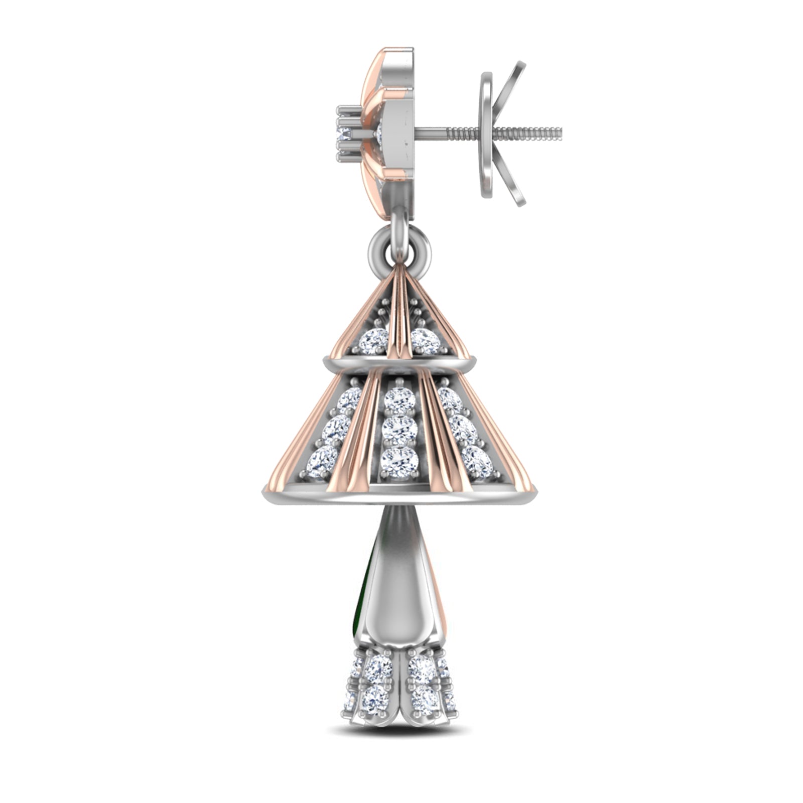 Nidal Jewels | Emerald Elegance White Gold Diamond Jhumki - Nidal Jewels