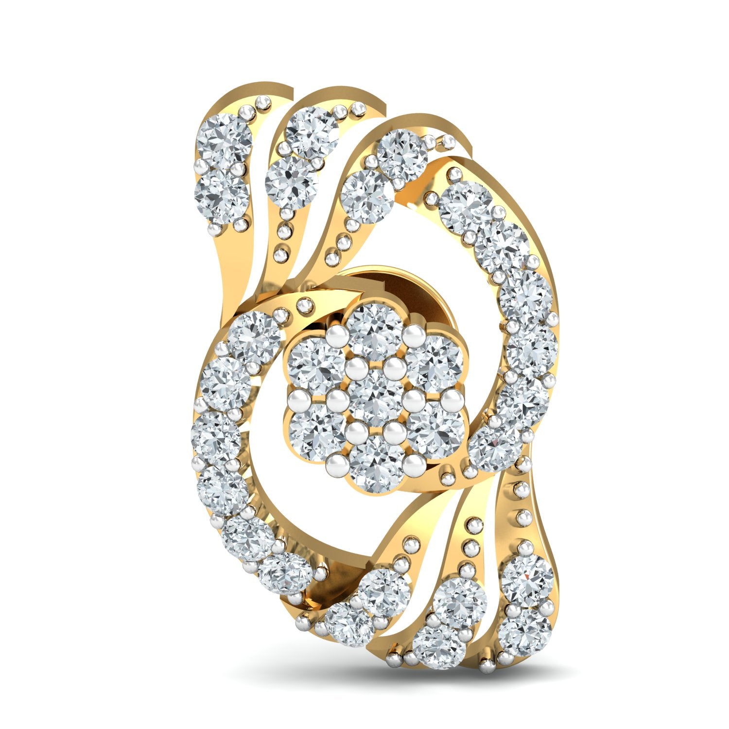 Nidal Jewels | Gold Floral Diamond Halo Studs - Nidal Jewels