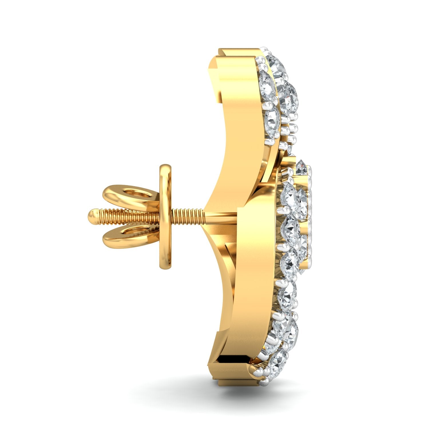 Nidal Jewels | Gold Floral Diamond Halo Studs - Nidal Jewels