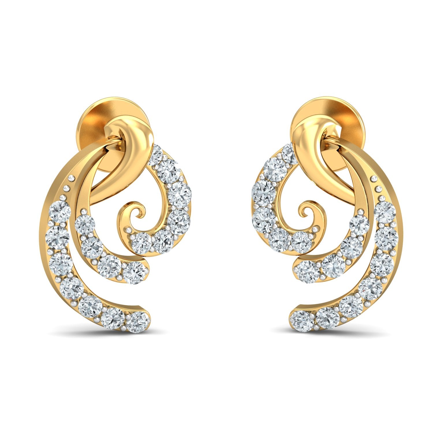 Nidal Jewels | Gold Micropave Swirl Diamond Studs - Nidal Jewels