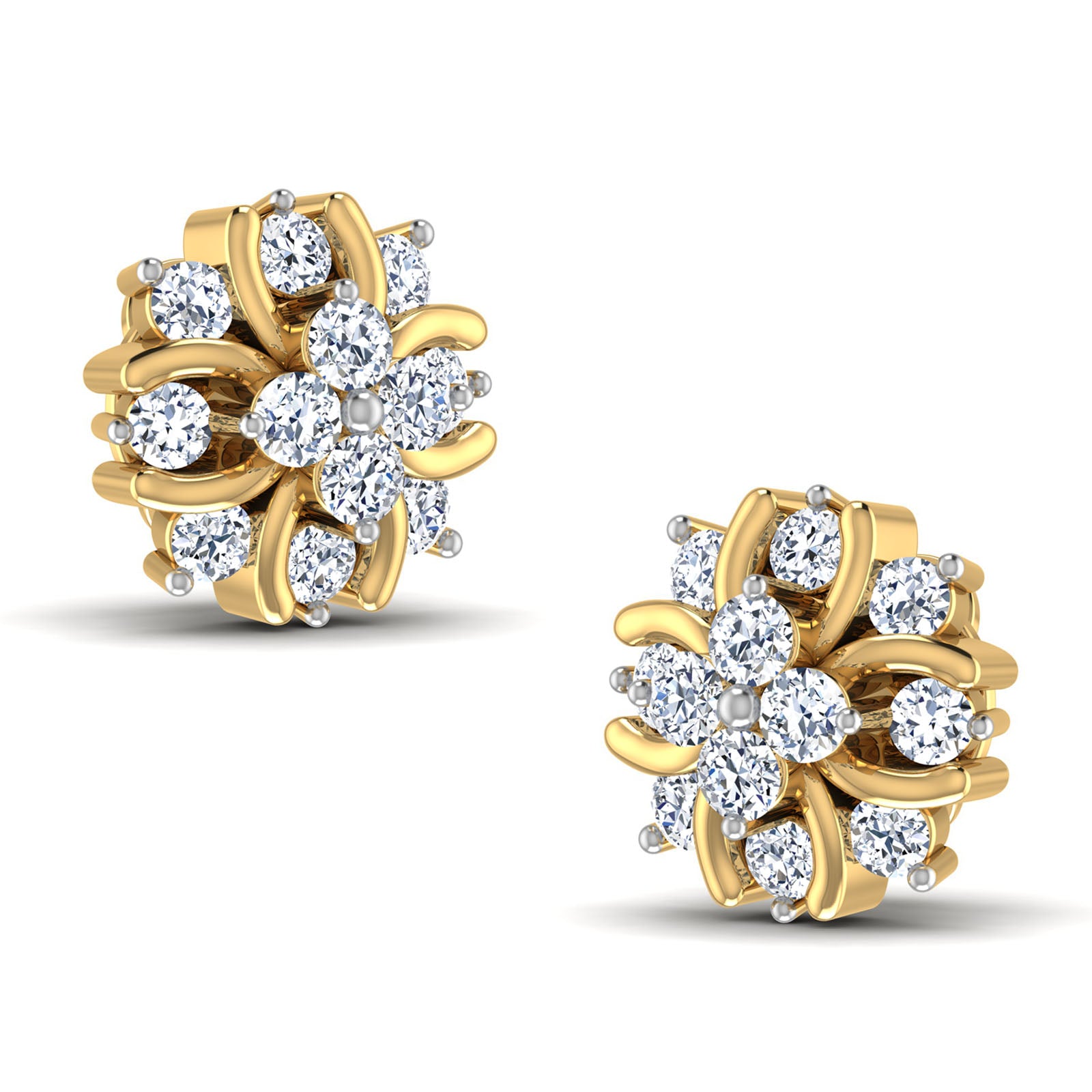 Nidal Jewels | Diamond Studs with Floral Centre