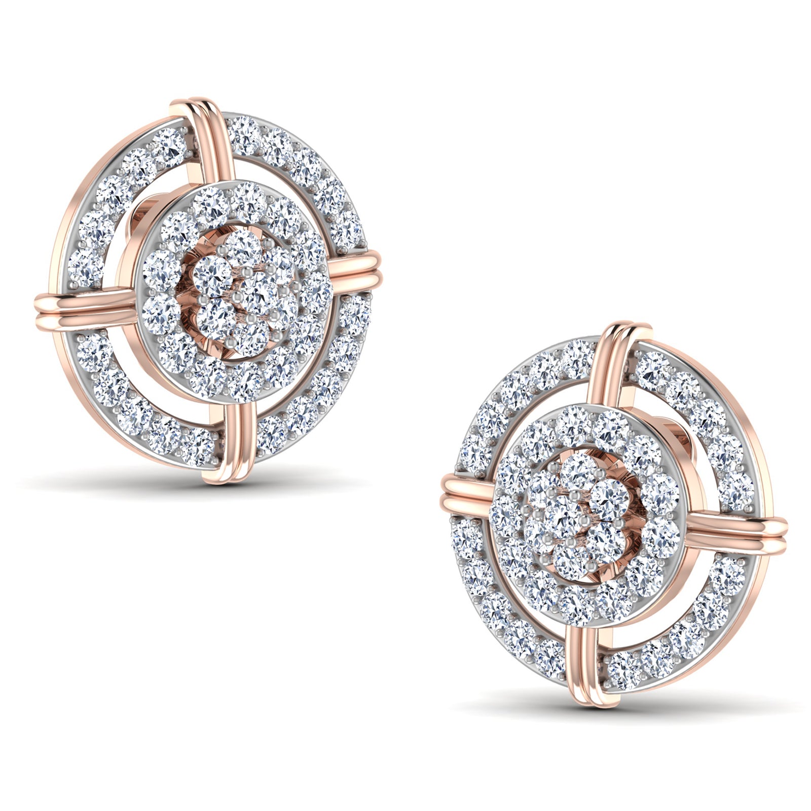 Nidal Jewels | Classic Deco Diamond Rose gold studs