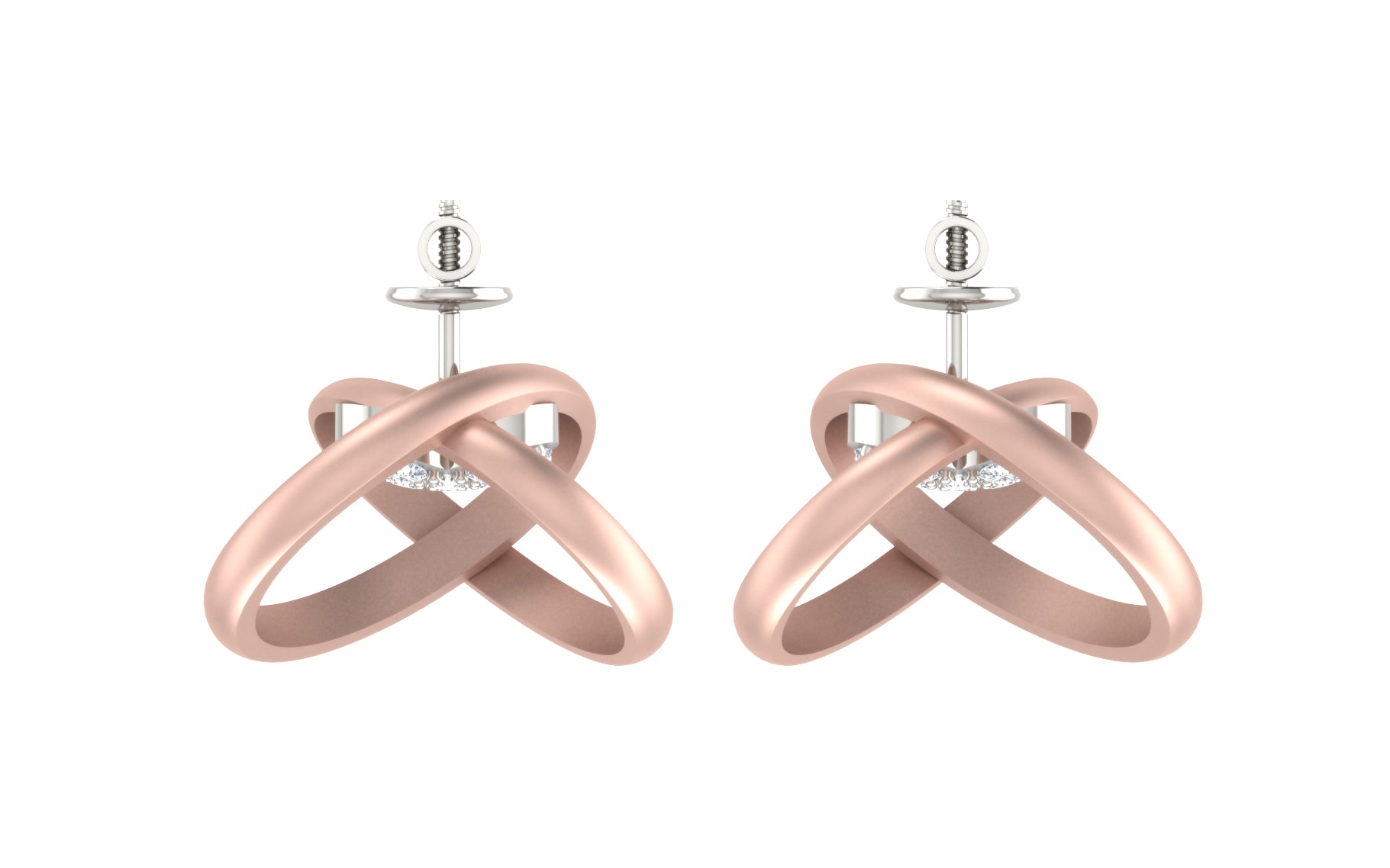 Nidal Jewels | Double Heart Desire Rosegold Diamond Studs