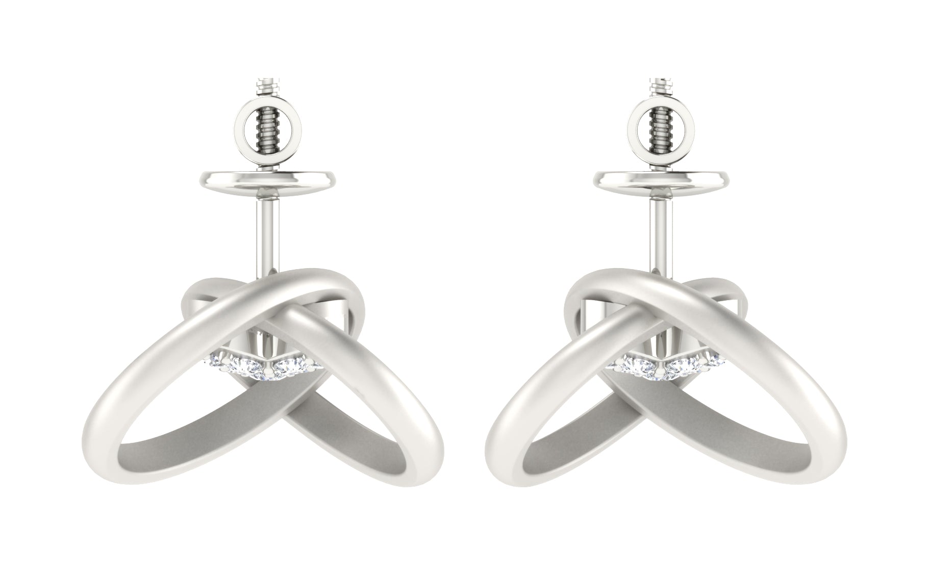 Nidal Jewels  | Double Heart Desire White Gold diamond studs