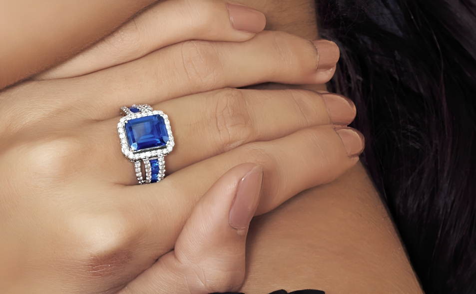 Nidal Jewels | Deep Blue Sapphire Majesty Diamond Ring - Nidal Jewels