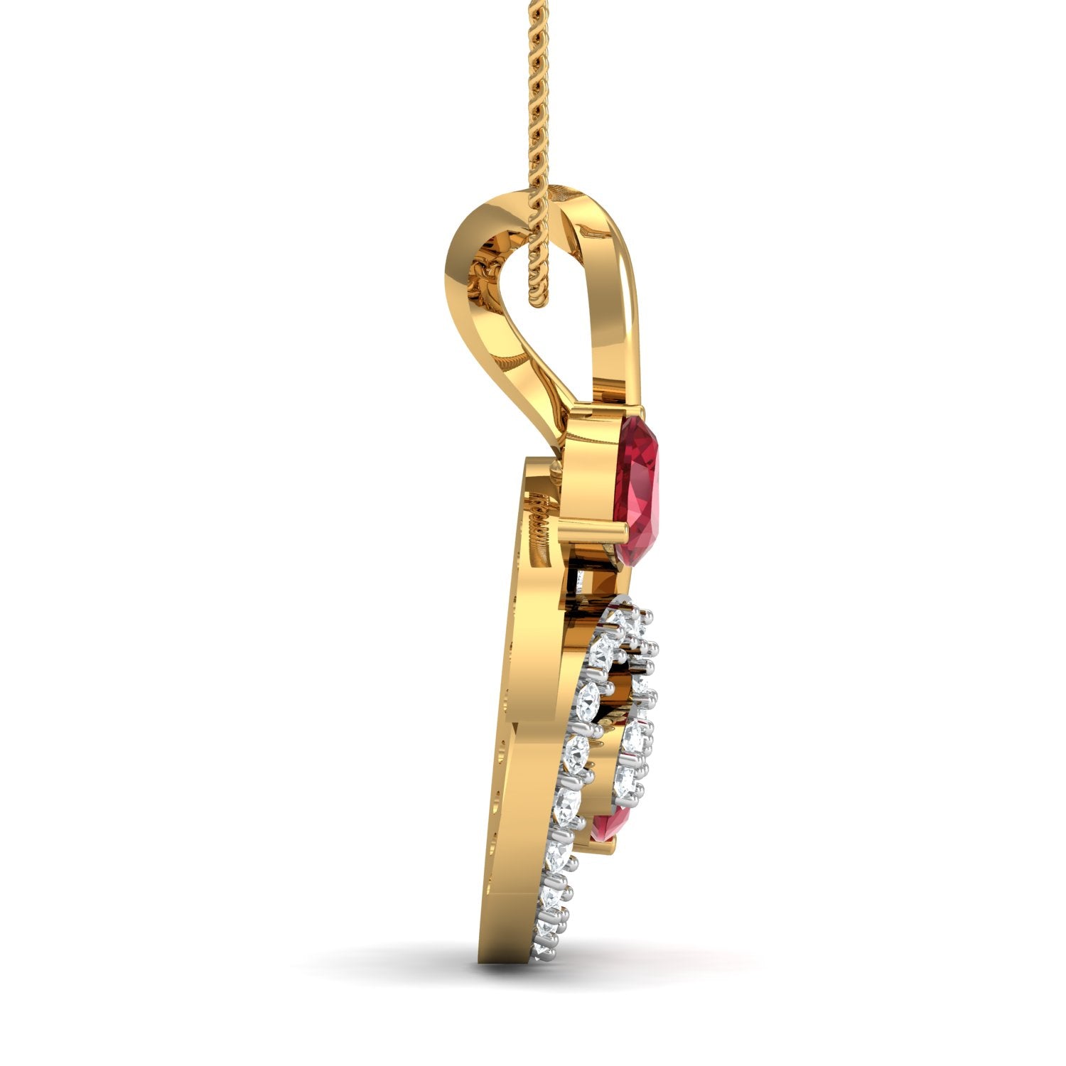 Nidal Jewels | Garnet Bouqet Gold and Diamond Pendant