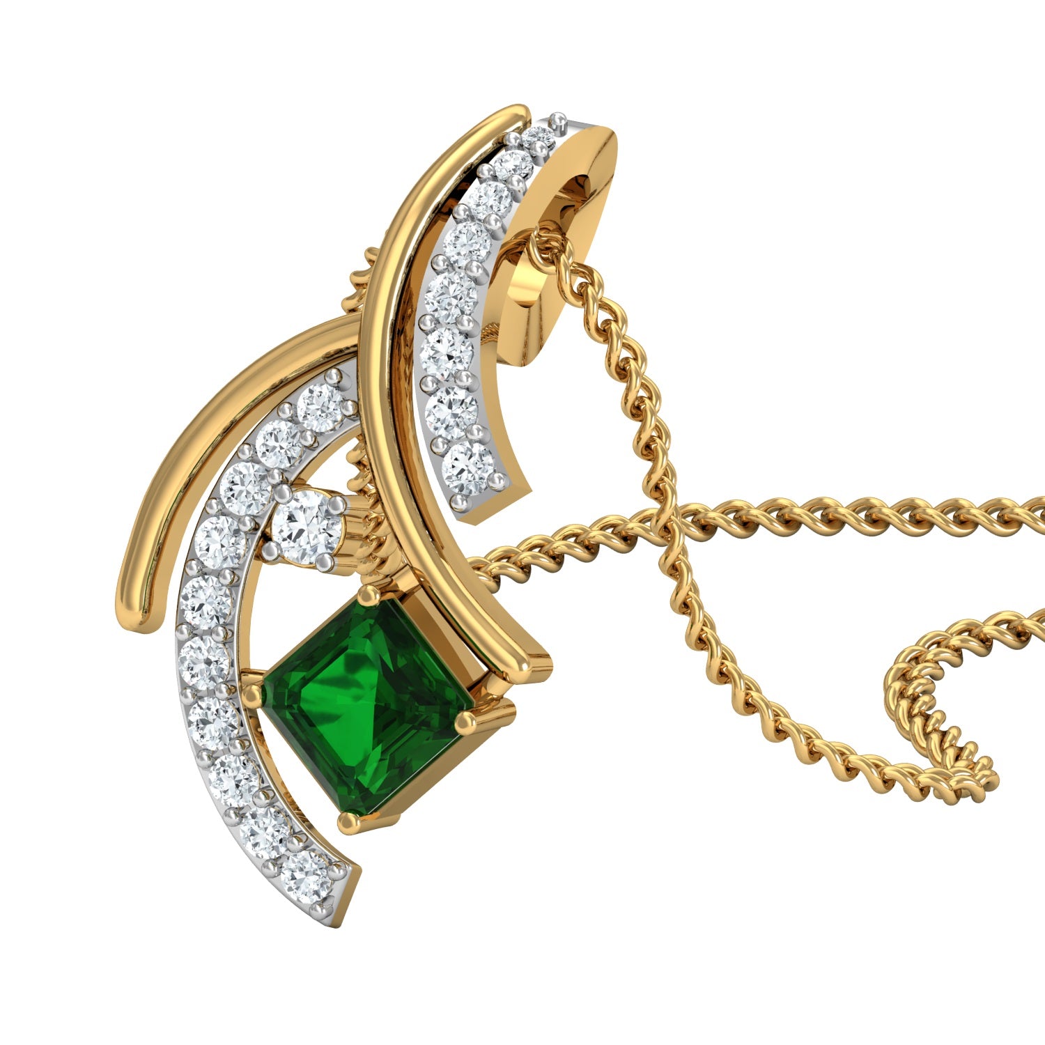 Nidal Jewels | Emeral Lustre Gold and Diamond Pendant - Nidal Jewels