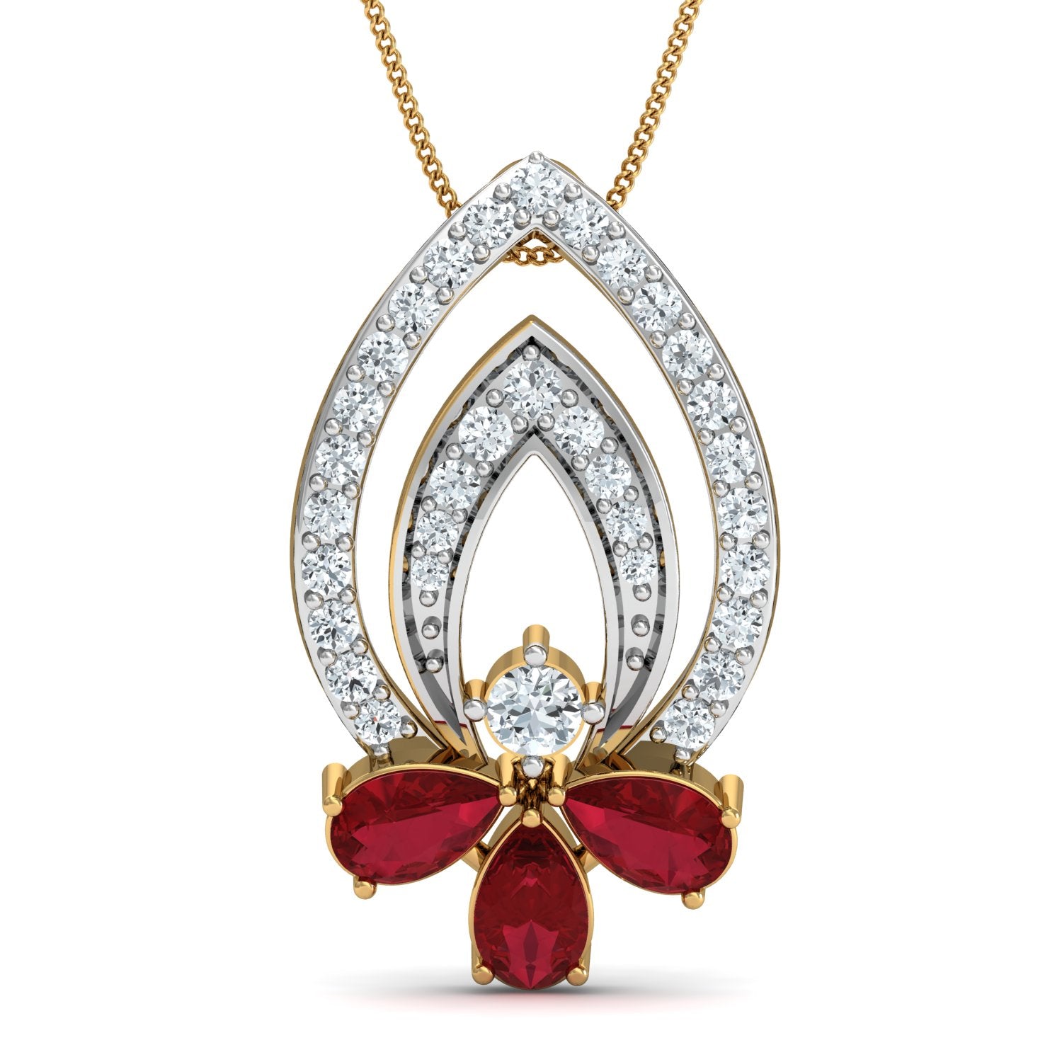 Nidal Jewels | Crimson Cascade Gold and Diamond Pendant - Nidal Jewels