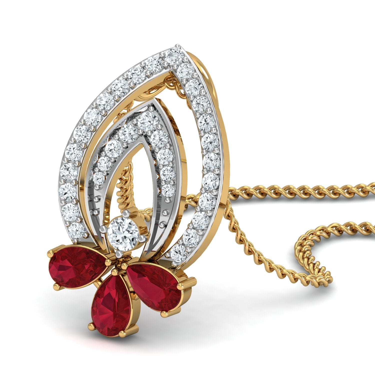 Nidal Jewels | Crimson Cascade Gold and Diamond Pendant - Nidal Jewels