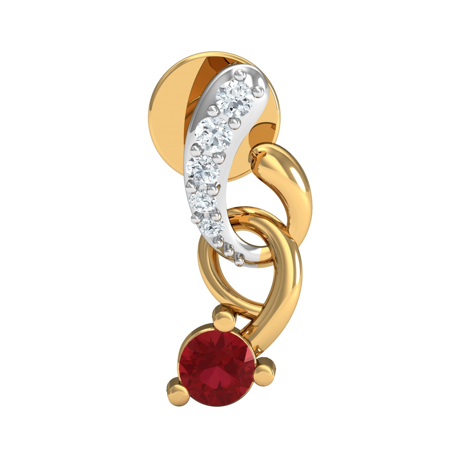Nidal Jewels | Red Blaze Twirl Gold and Diamond Pendant - Nidal Jewels