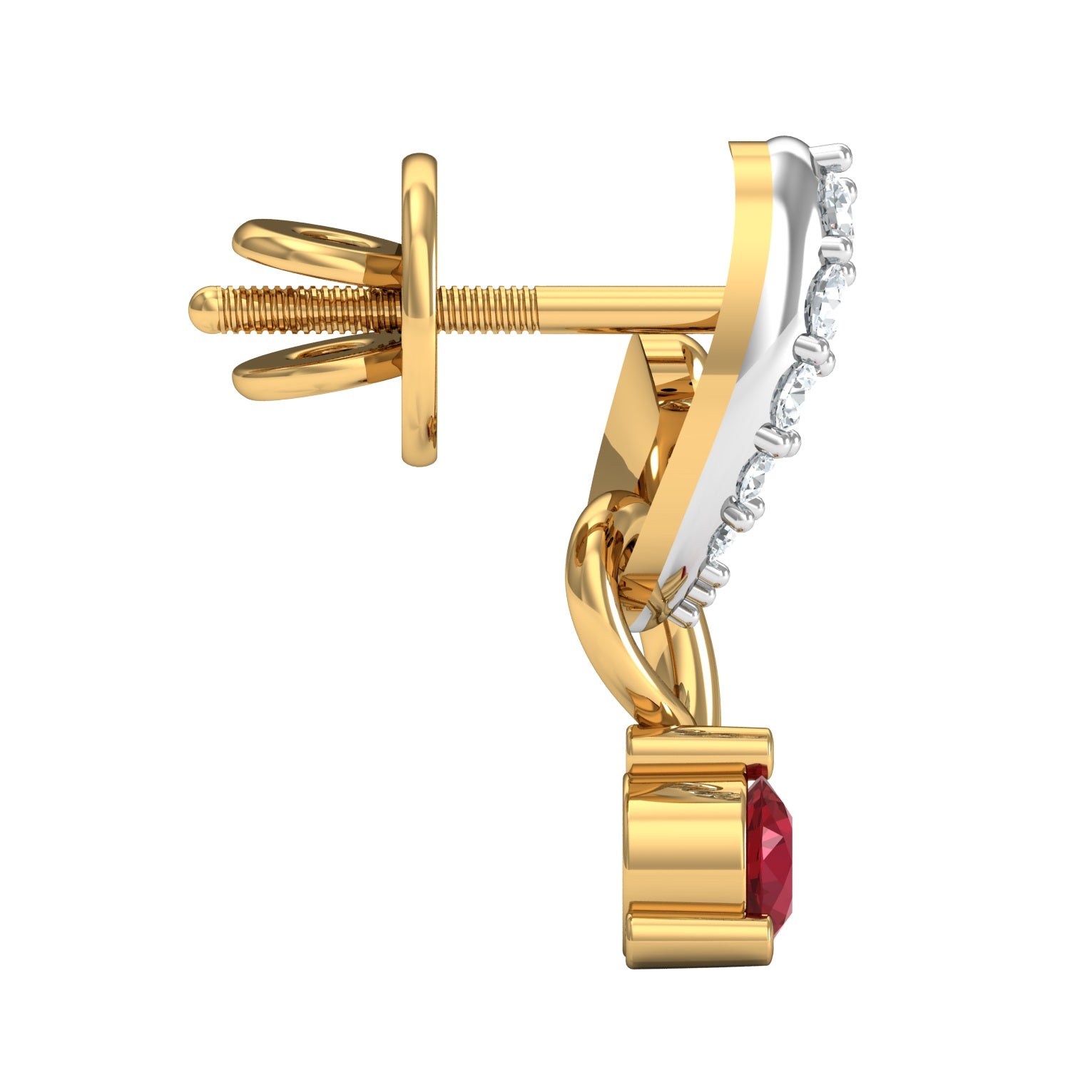 Nidal Jewels | Red Blaze Twirl Gold and Diamond Pendant - Nidal Jewels