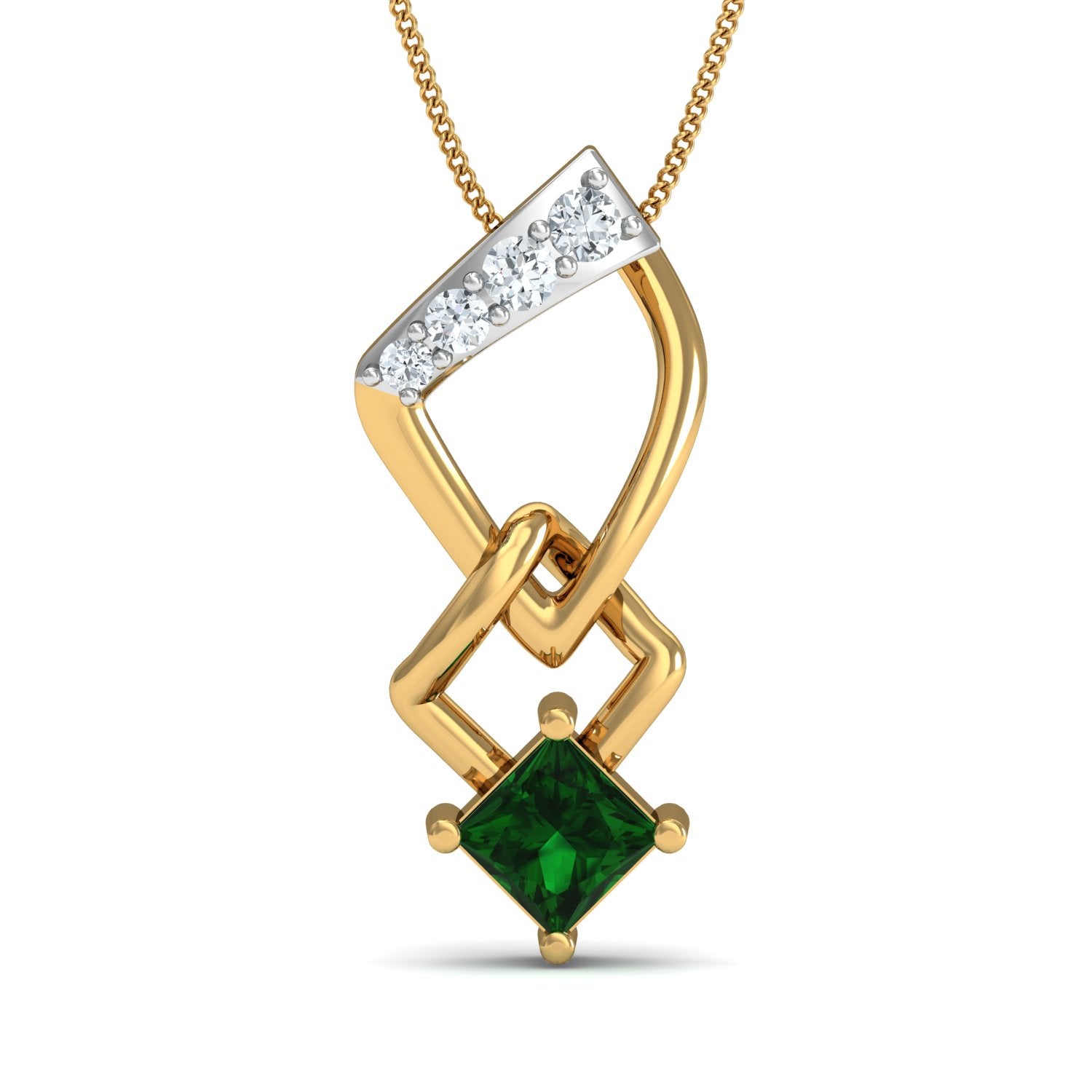 Nidal Jewels | Jade Green Cubic Gold and Diamond Pendant Set