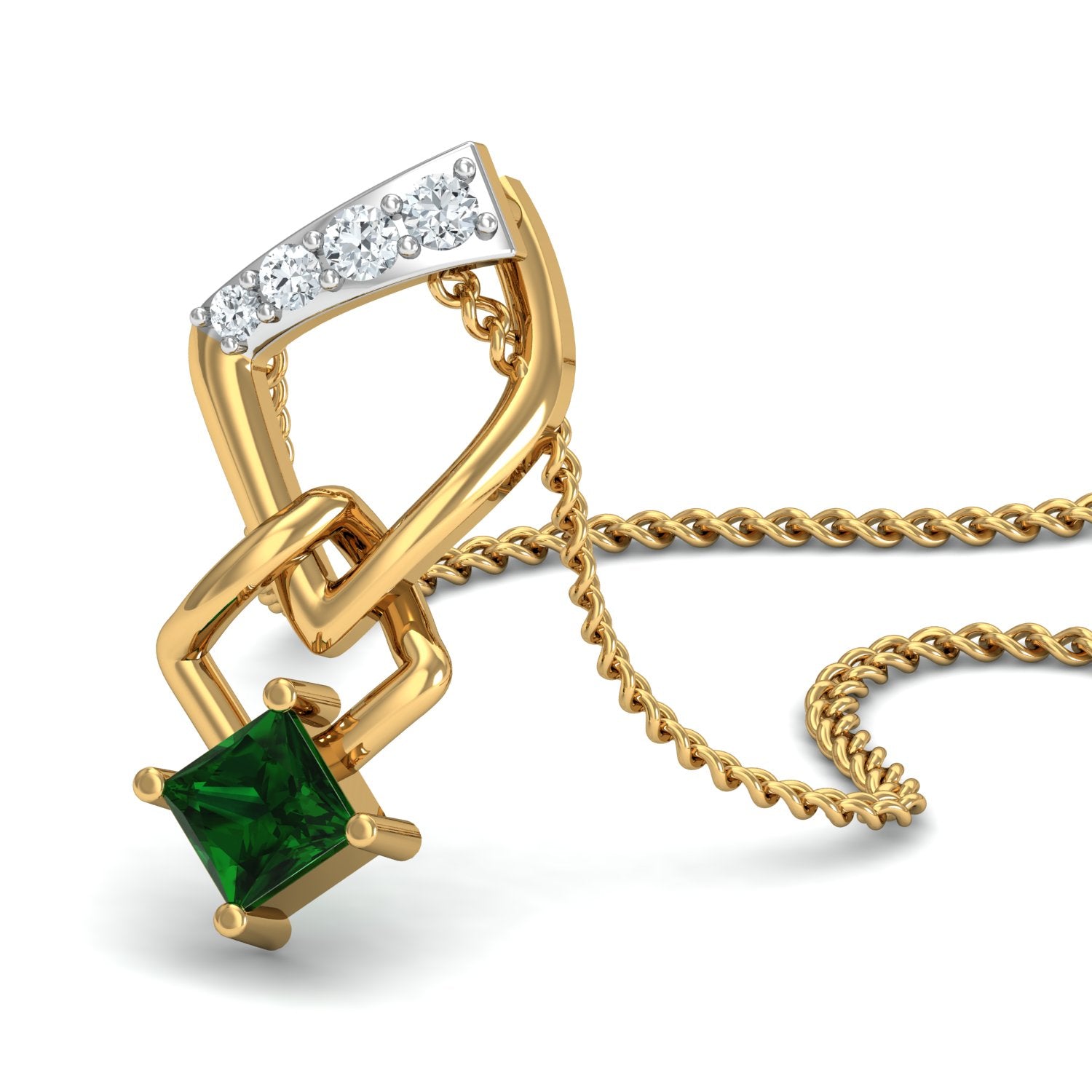 Nidal Jewels | Jade Green Cubic Gold and Diamond Pendant Set
