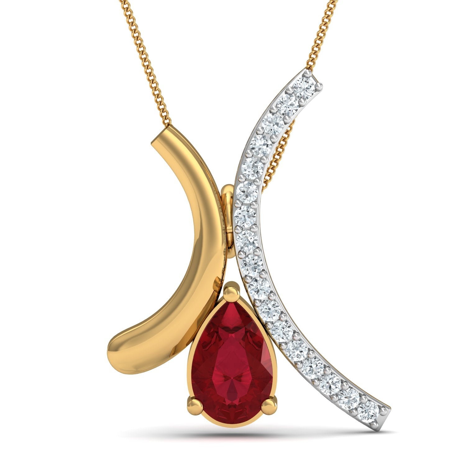 Nidel Jewels | Cherry Gem Gold and Diamond Pendant Set
