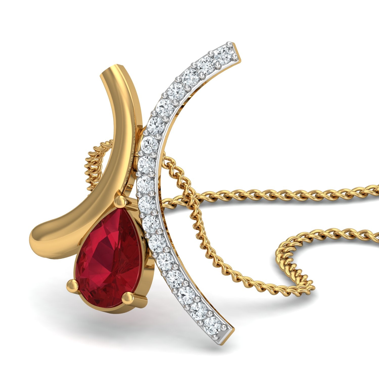 Nidel Jewels | Cherry Gem Gold and Diamond Pendant Set