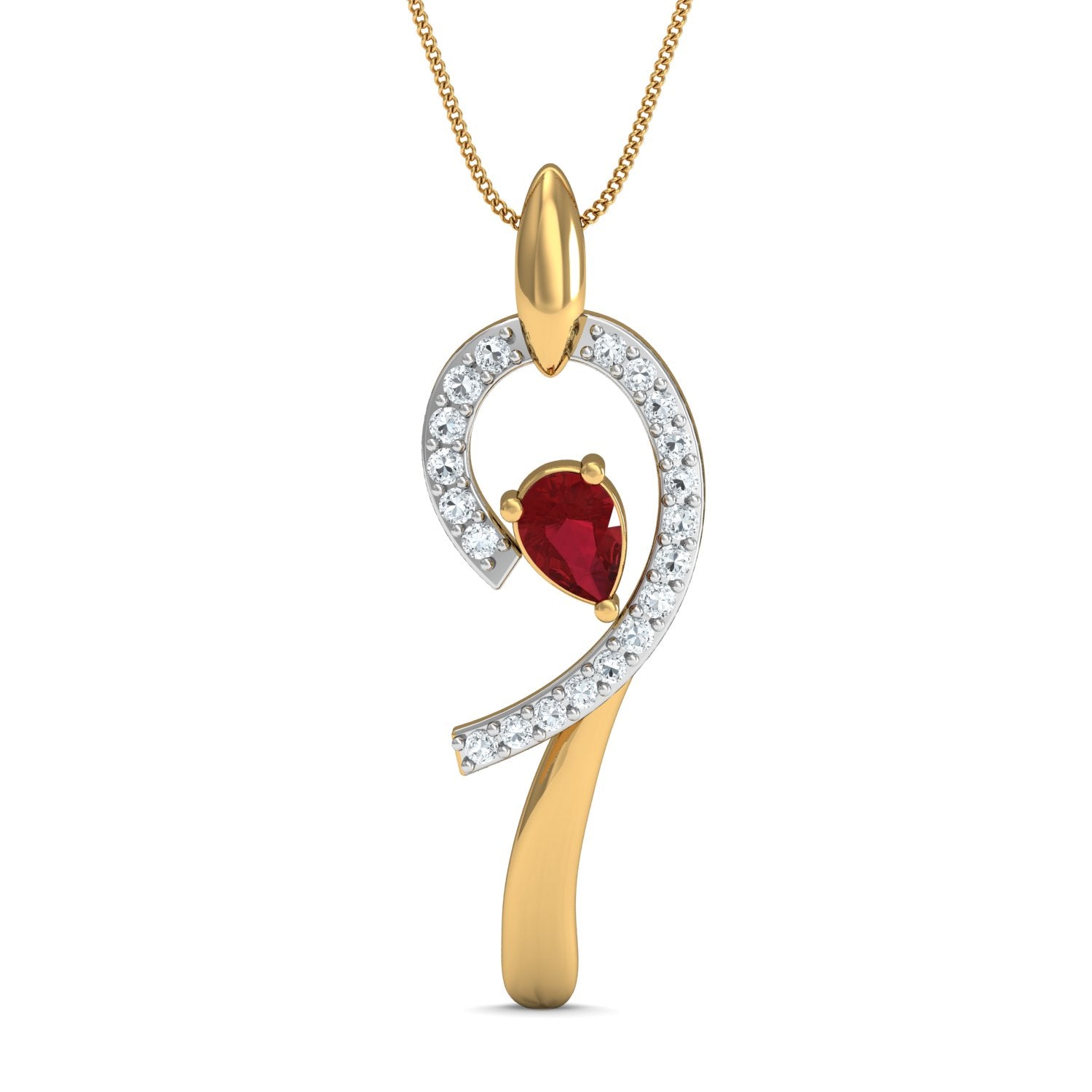 Nidel Jewels | Ruby Spark Gold and Diamond Pendant Set