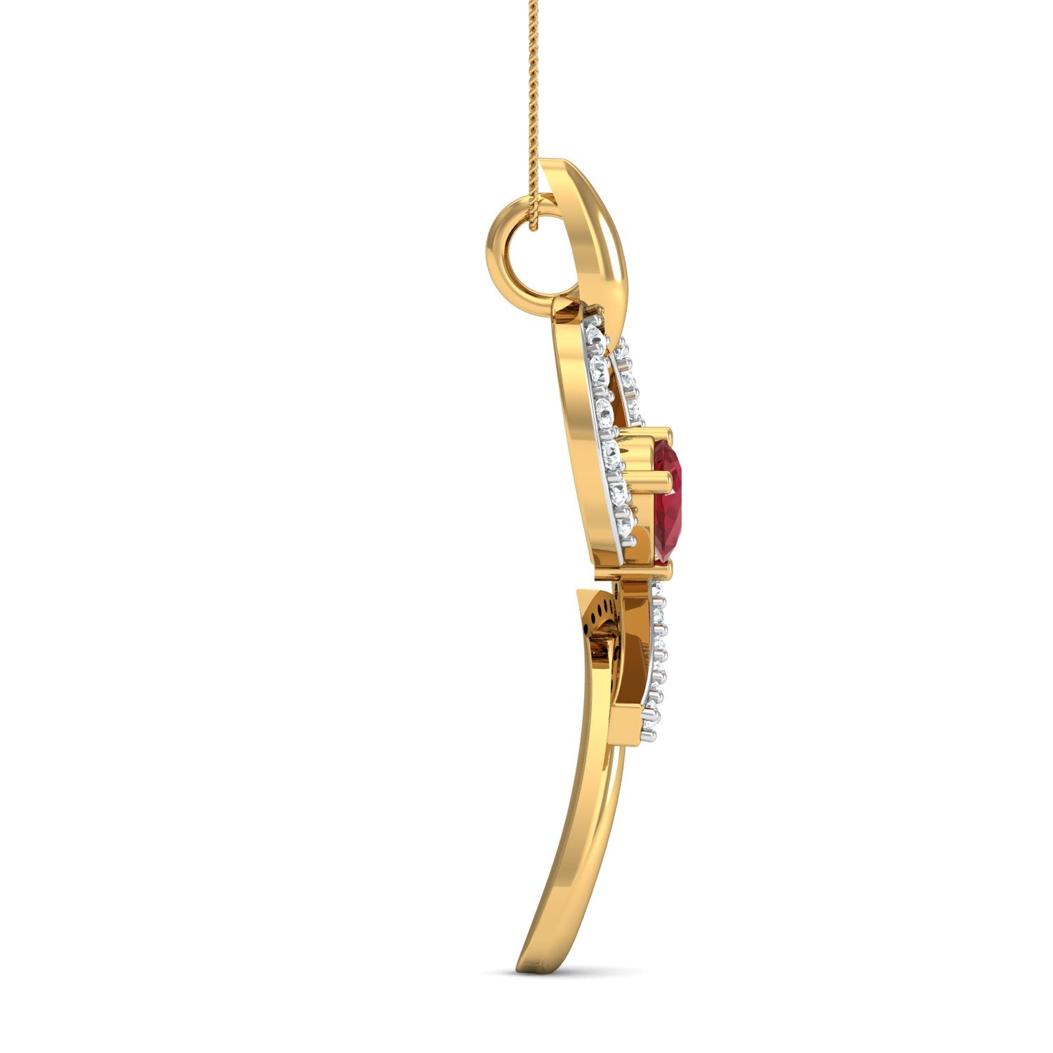 Nidel Jewels | Ruby Spark Gold and Diamond Pendant Set