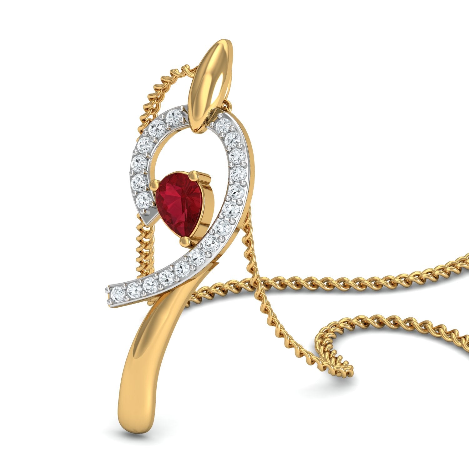 Nidel Jewels | Ruby Spark Gold and Diamond Pendant Set