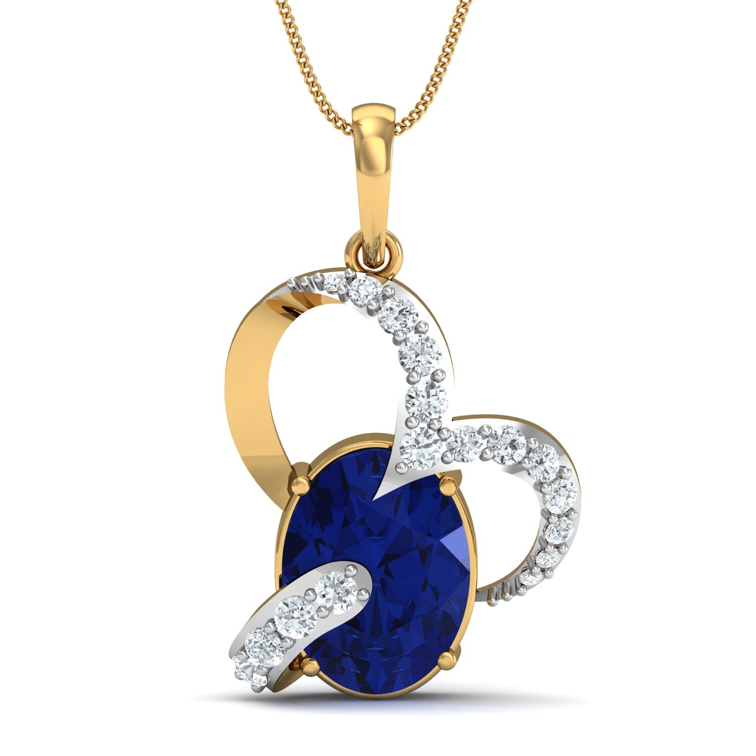 Nidel Jewels | Azure Gem Gold and Diamond Pendant Set