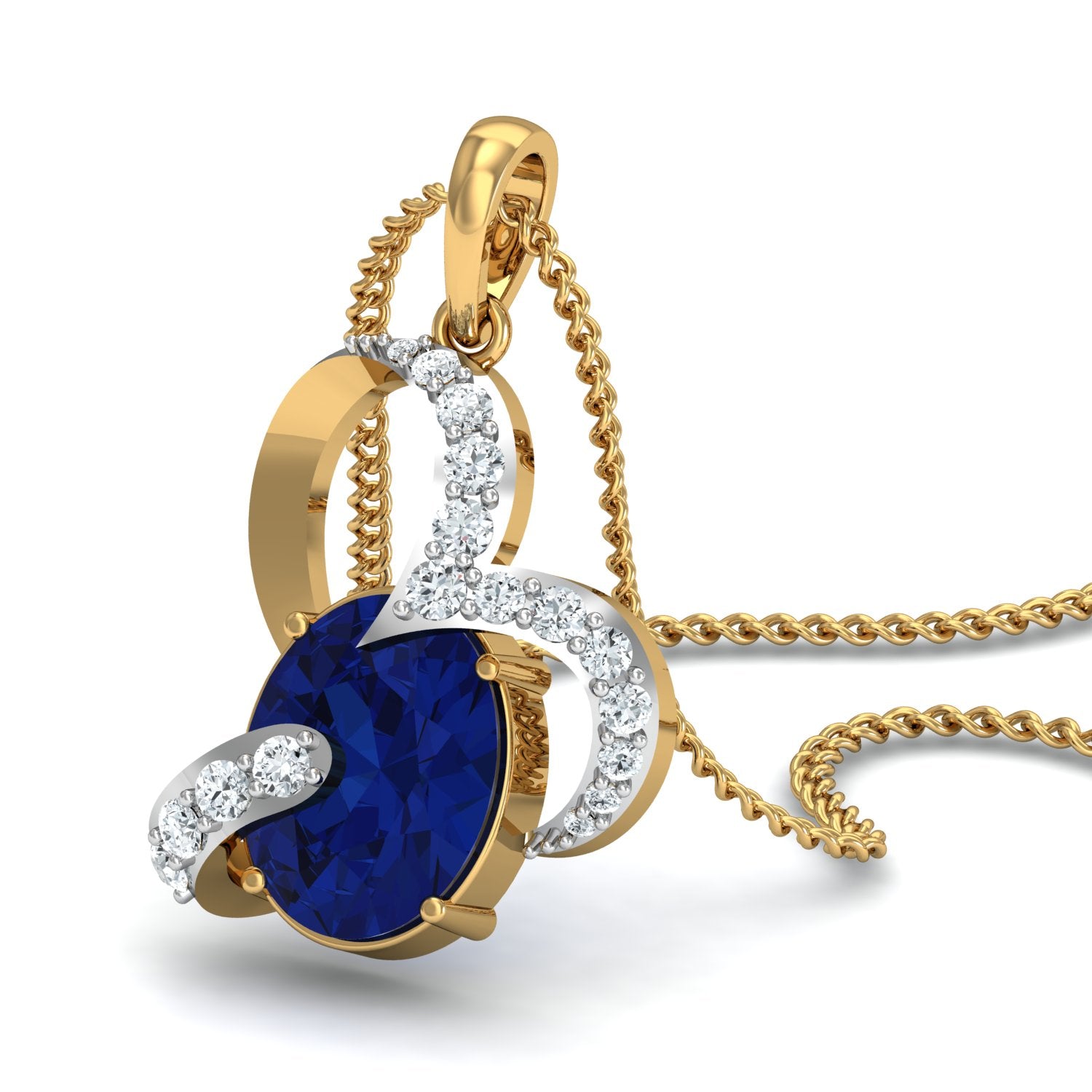 Nidel Jewels | Azure Gem Gold and Diamond Pendant Set