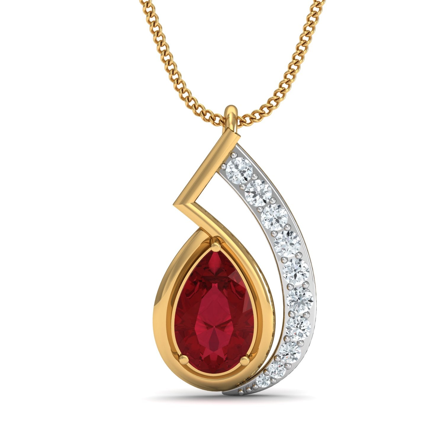 Nidal Jewels | Ruby Flame Gold and Diamond Pendant Set