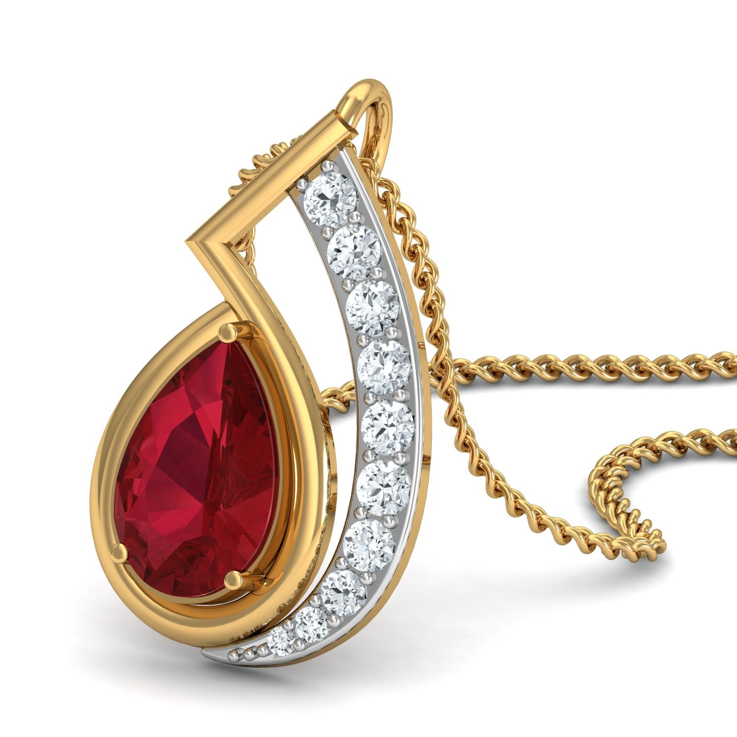 Nidal Jewels | Ruby Flame Gold and Diamond Pendant Set