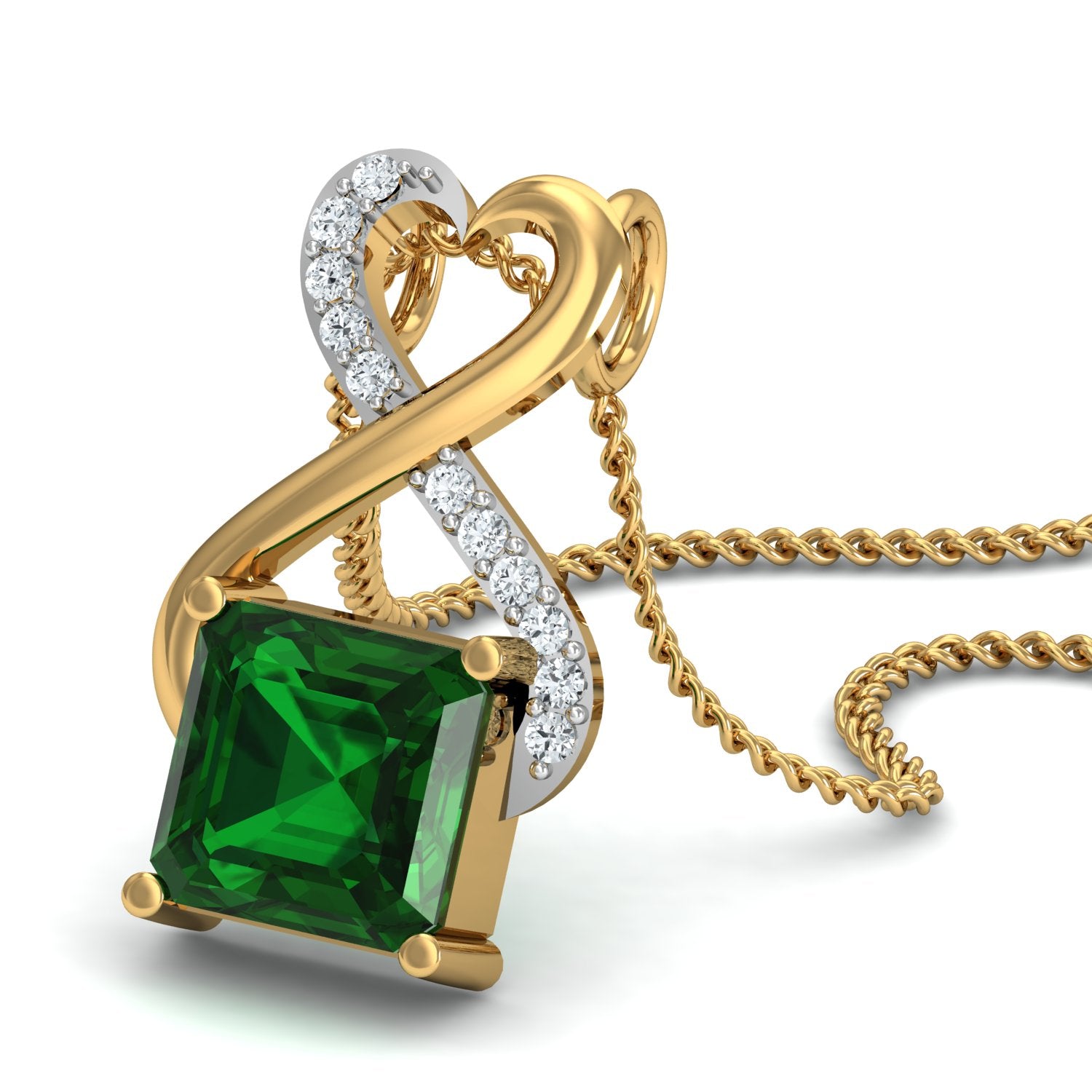 Nidal Jewels | Green Whisper of Love Gold and Diamond Pendant Set