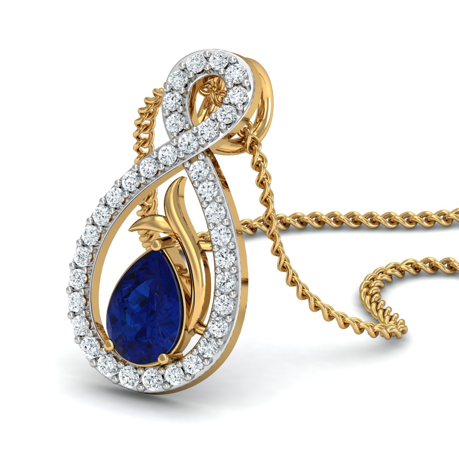 Nidal Jewels | Sapphire Night Gold and Diamond Pendant Set