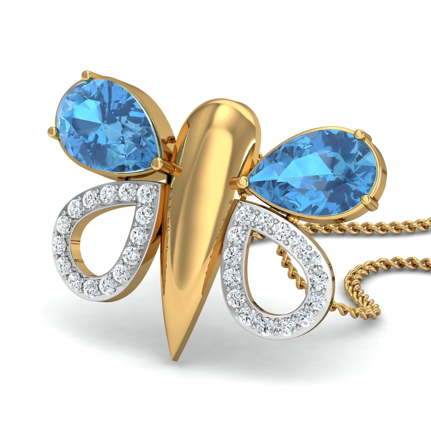 Nidal Jewels | Topaz Flutter Gold and Diamond Pendant Set