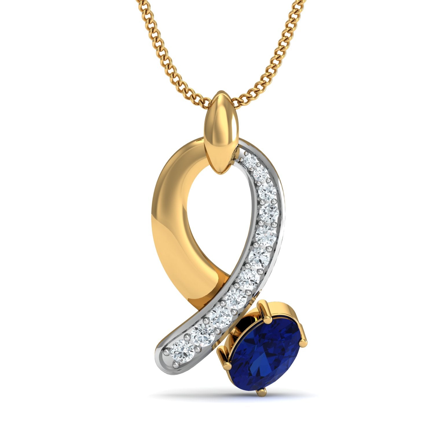 Nidal Jewels | Sapphire Swirl Gold and Diamond Pendant Set