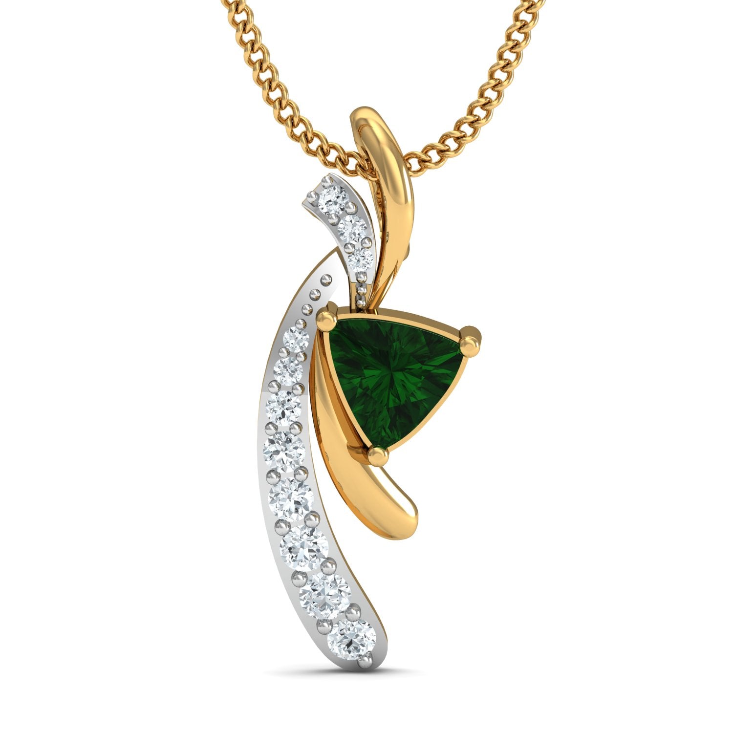 Nidal Jewels | Emerald Triangle Gold and Diamond Pendant Set