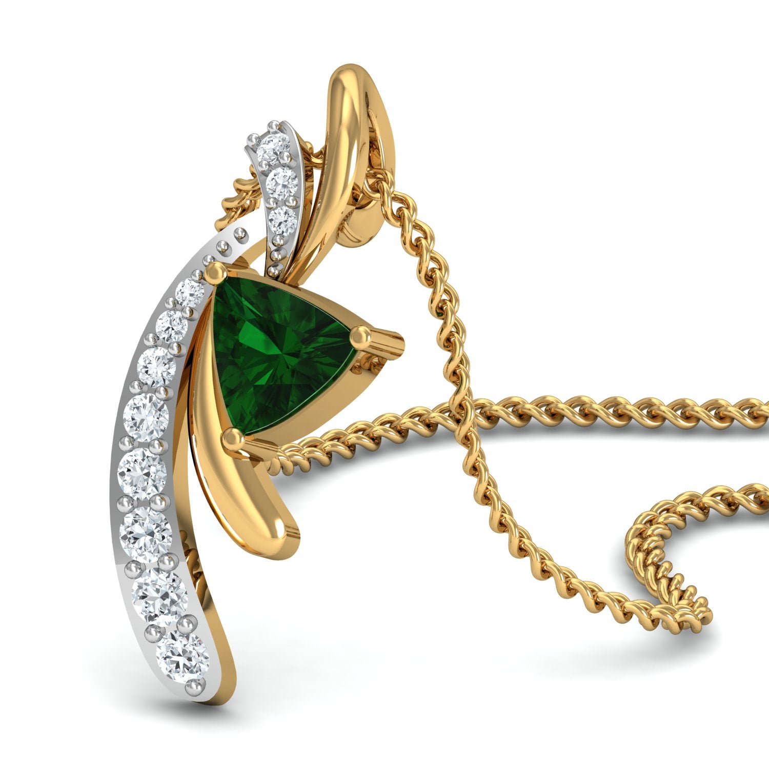 Nidal Jewels | Emerald Triangle Gold and Diamond Pendant Set