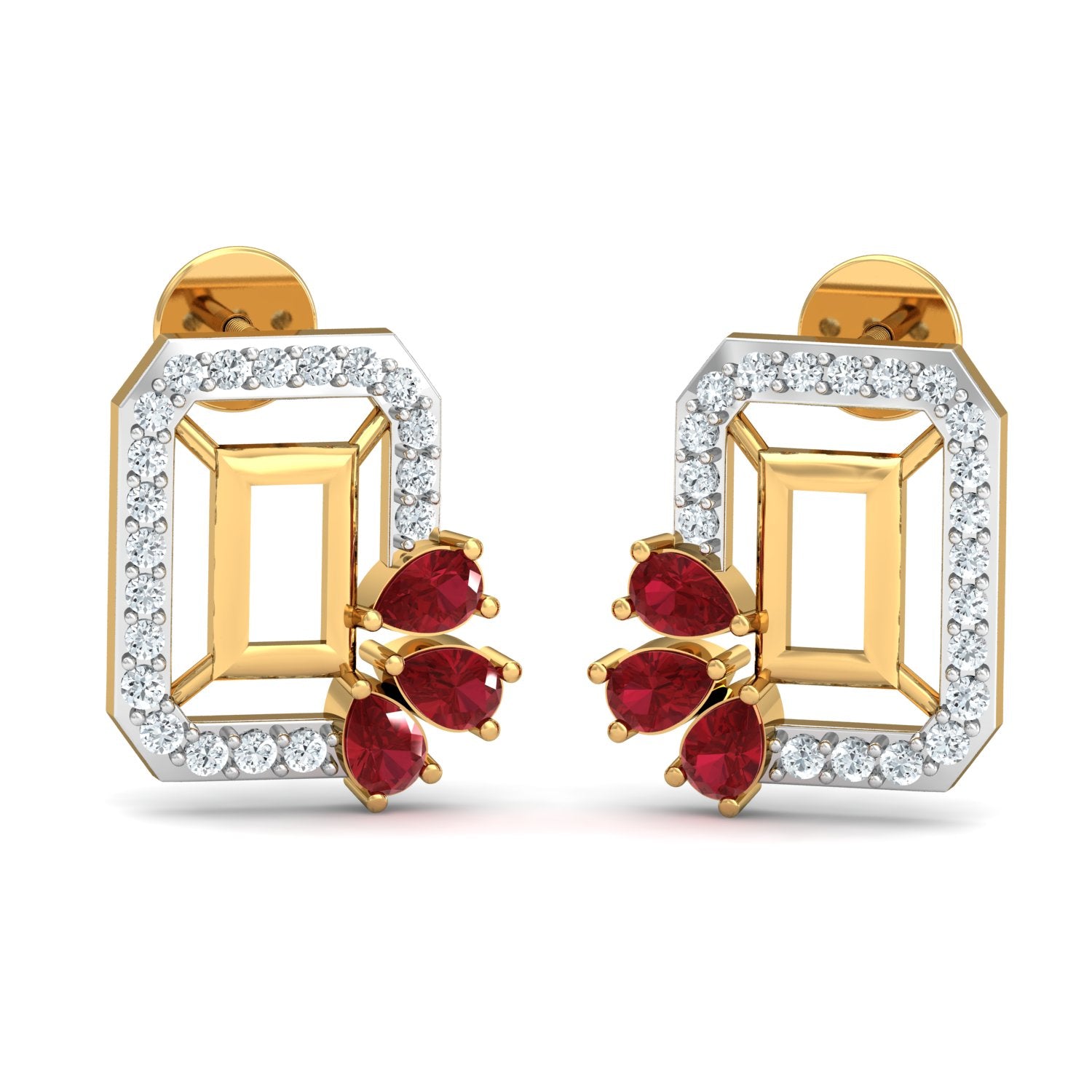 Nidal Jewels | Ruby Rectangle Gold and Diamond Pendant Set