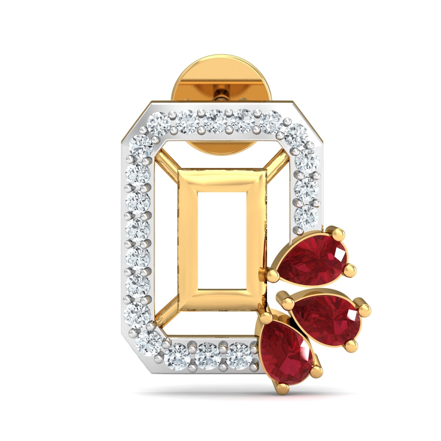 Nidal Jewels | Ruby Rectangle Gold and Diamond Pendant Set