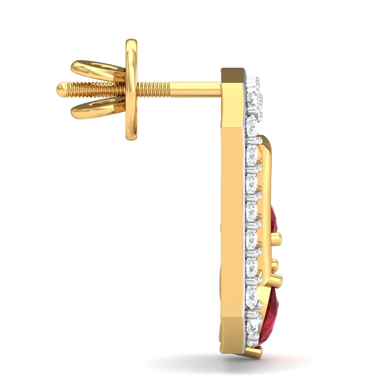 Nidal Jewels | Ruby Rectangle Gold and Diamond Pendant Set