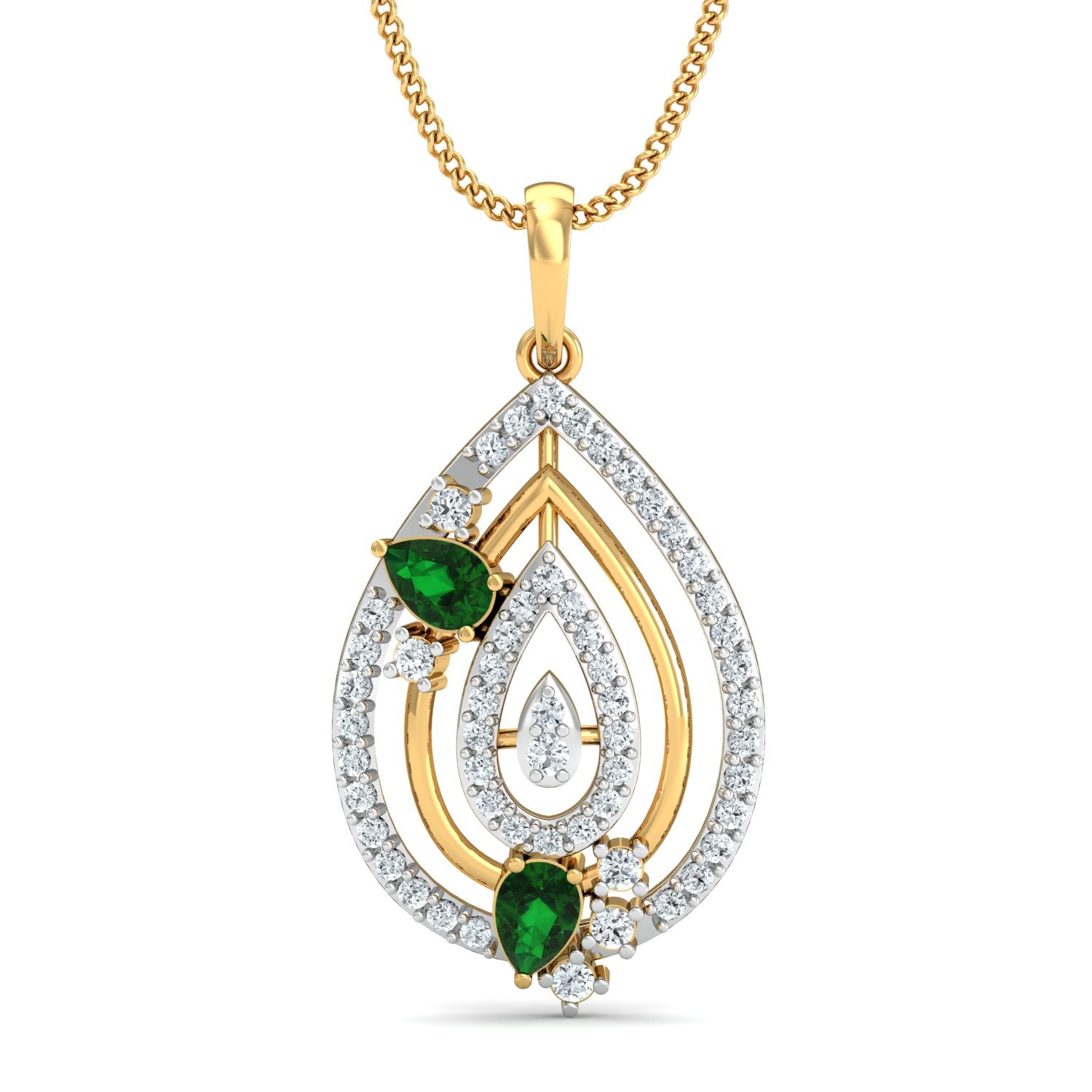 Nidal Jewels | Celadon Drop Gold and Diamond Pendant Set