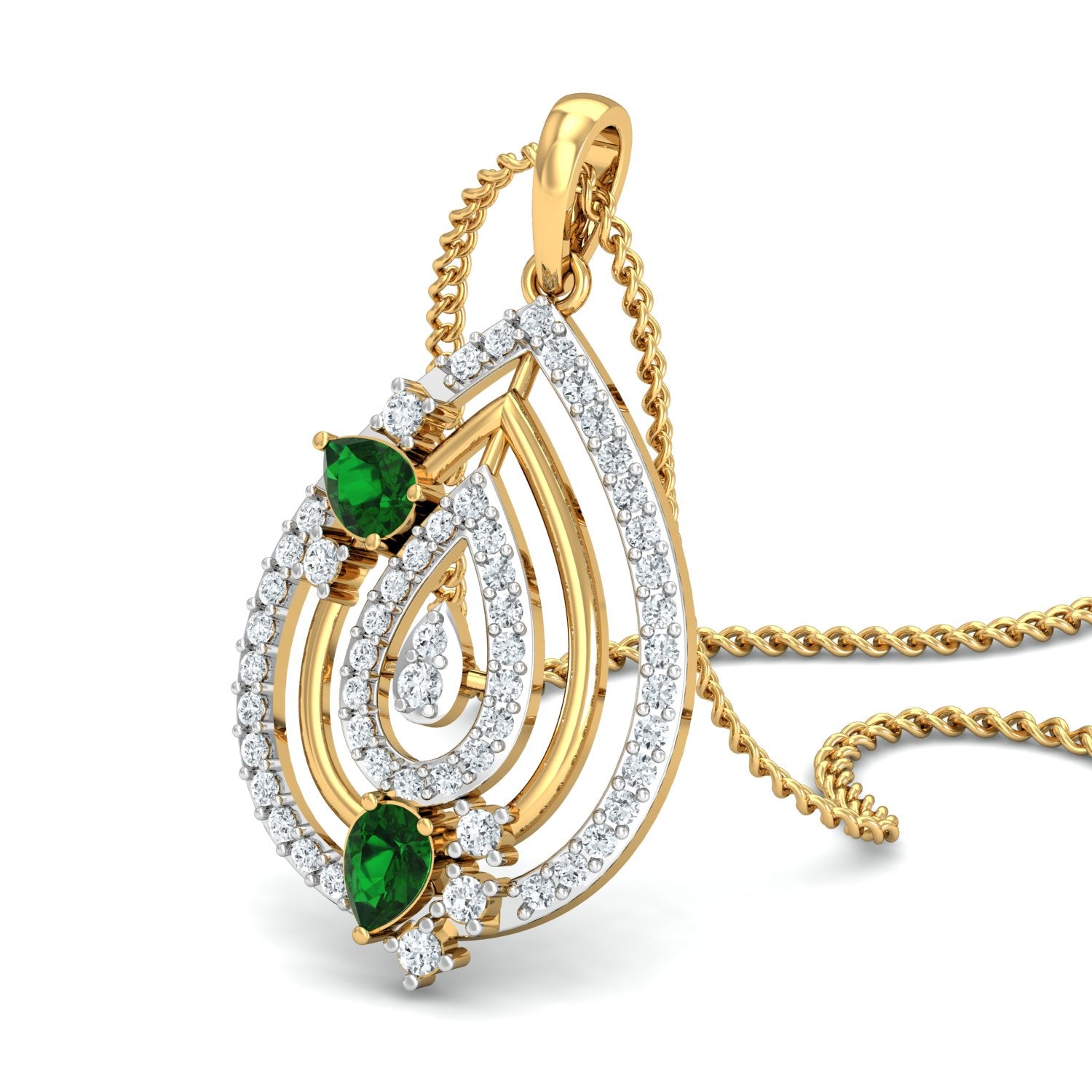 Nidal Jewels | Celadon Drop Gold and Diamond Pendant Set