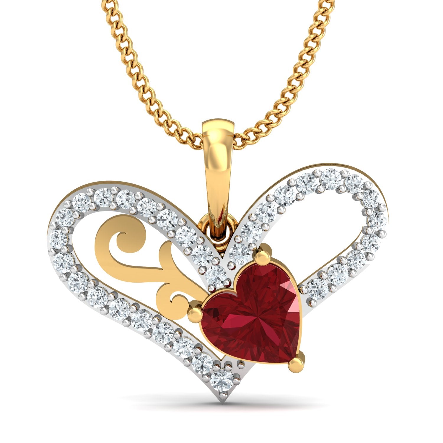 Nidal Jewels | Ruby's Love Gold and Diamond Pendant Set