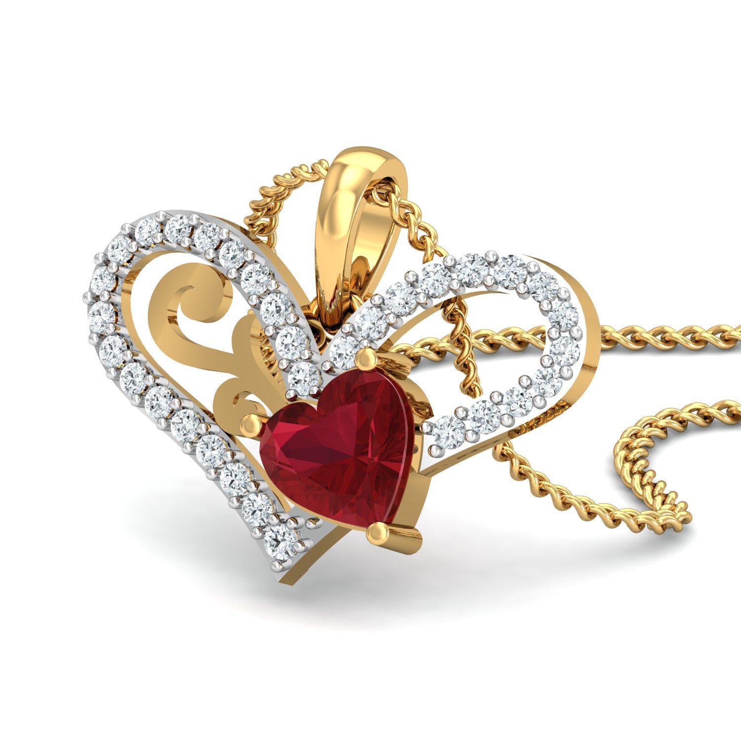 Nidal Jewels | Ruby's Love Gold and Diamond Pendant Set