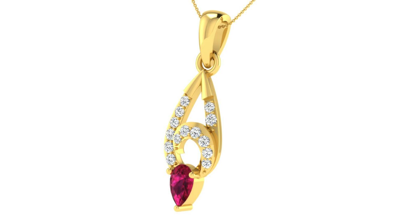 Nidal Jewels | Aurora Pink Drop Gold and Diamond Pendant Set