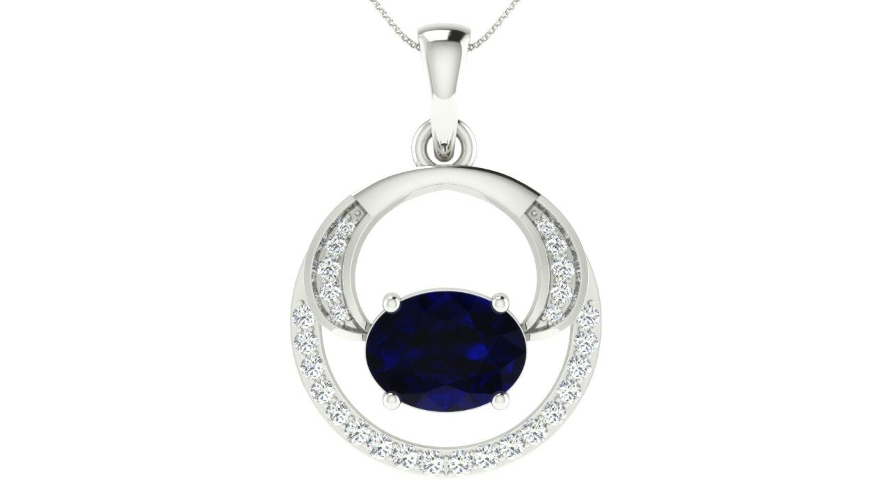 Nidal Jewels | Midnight Blue White Gold and Diamond Pendant Set