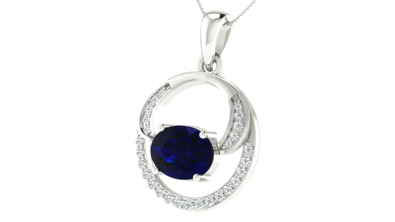 Nidal Jewels | Midnight Blue White Gold and Diamond Pendant Set