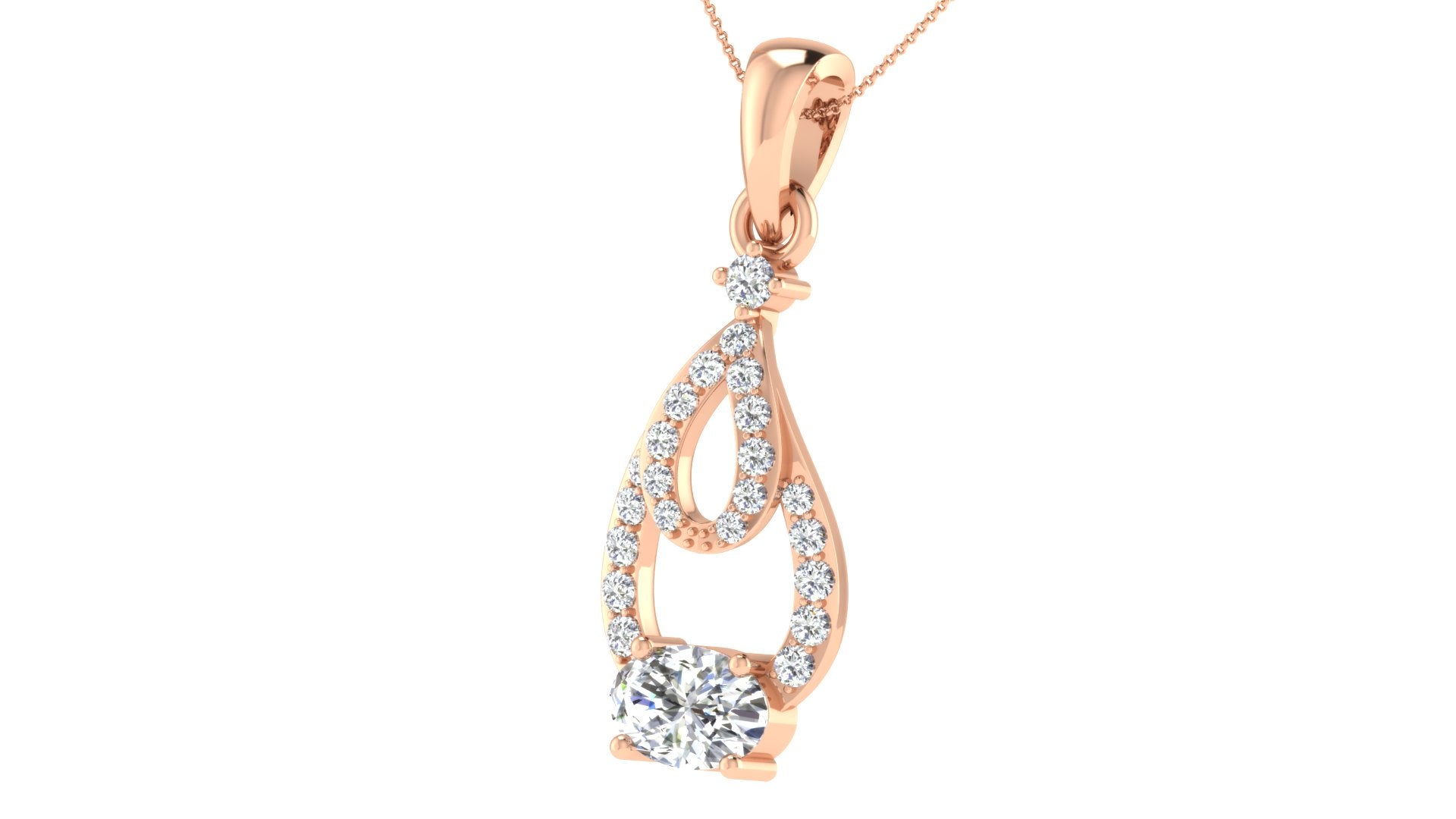 Nidal Jewels | Blush Pink Rose Gold and Diamond Stone with Centre stone Pendant Set